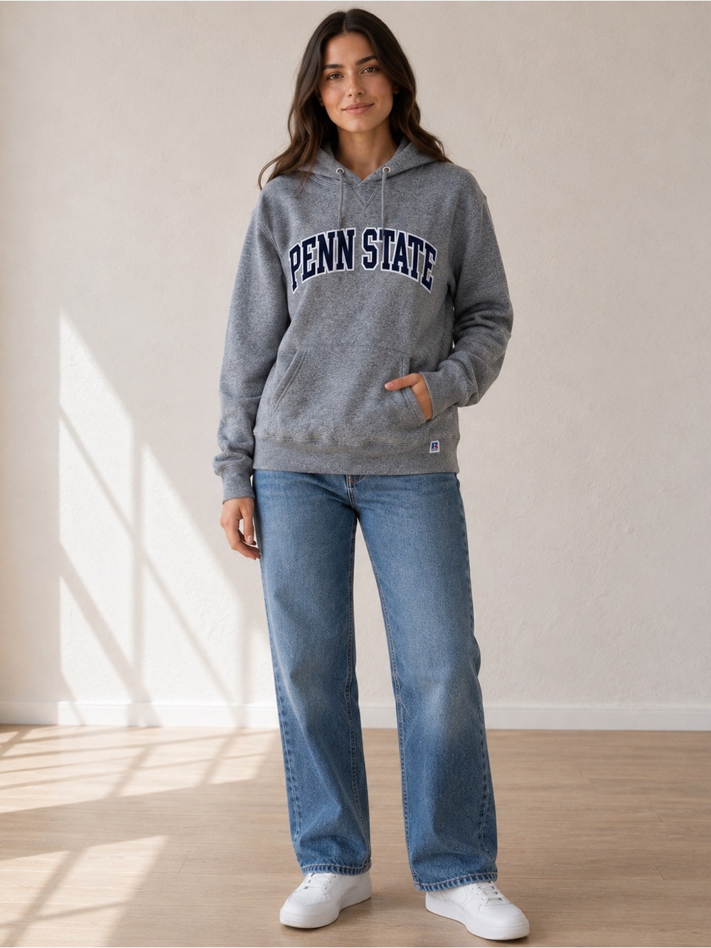 Penn State Russell Athletic Grey Hoodie Small Collegiate Appliqué